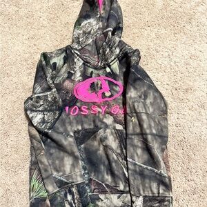 Mossy Oak Kids Camo Hoodie with Pink Accents